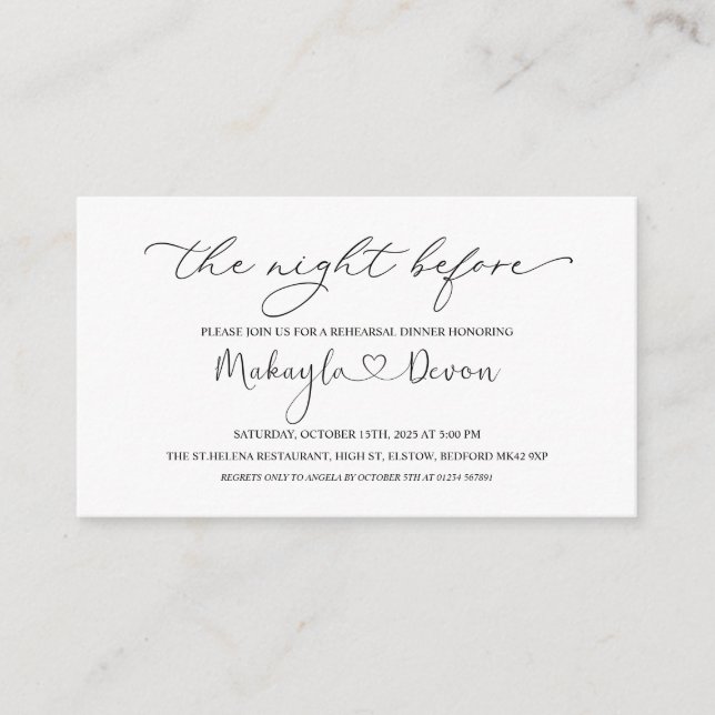 Black White Welcome to the Night Before Enclosure  Card (Front)