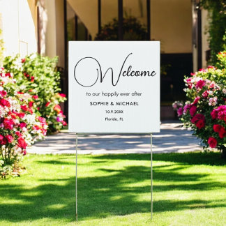Black White Welcome Wedding Sign