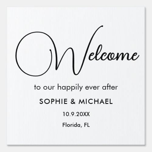Black White Welcome Wedding Sign