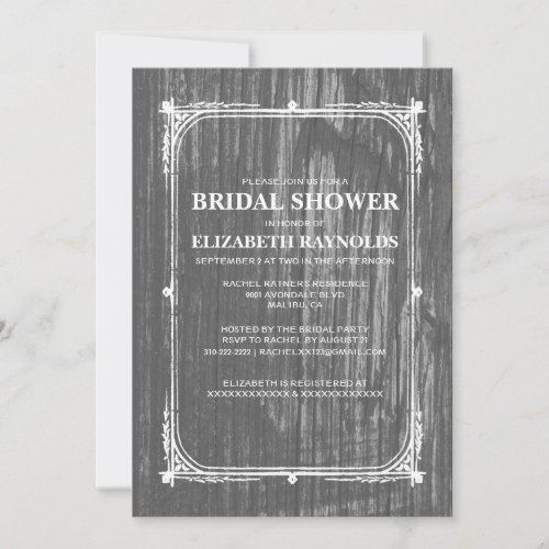 Black White Western Barn Wood Bridal Shower Invite