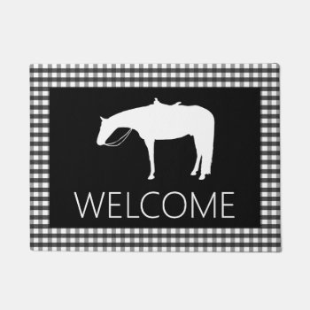 Black White Western Pleasure Horse Doormat by PandaCatGallery at Zazzle
