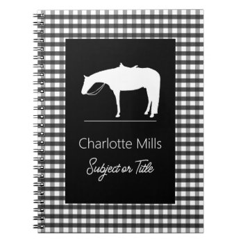 Black White Western Pleasure Horse Notebook by PandaCatGallery at Zazzle