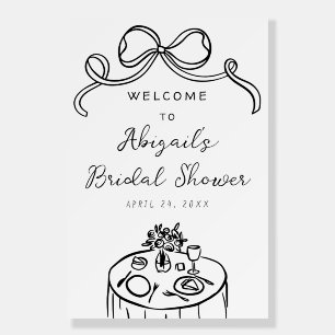 Black White Whimsical Bridal Shower Welcome Sign
