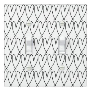 Black & White Whimsical Cute Hearts Light Switch Cover
