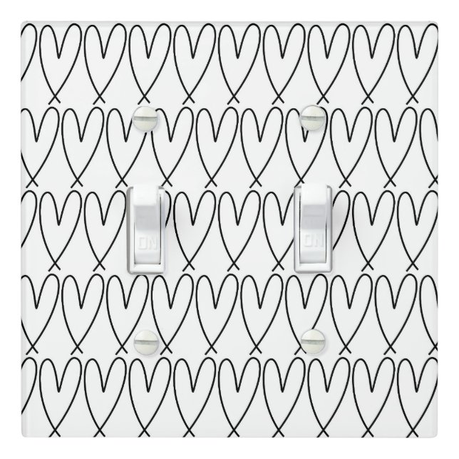Black & White Whimsical Cute Hearts Light Switch Cover (In Situ)