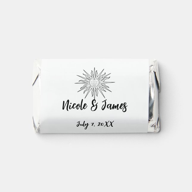 Black & White Whimsical Sun Birthday  Hershey's Miniatures (Front)