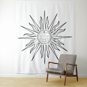 Black & White Whimsical Sun Celestial Backdrop