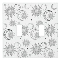 Black & White Whimsical Sun Moon & Stars Light Switch Cover