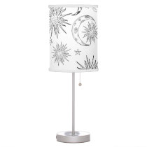 Black & White Whimsical Sun Moon & Stars Table Lamp