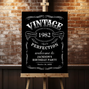 Black & White whiskey themed birthday Welcome Foam Board