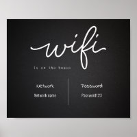 Black & White Wifi Password and Network Sign