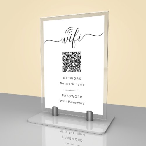 Black  White Wifi Password Sign Table Card