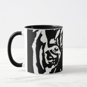 black white wild animal pop fierce eye art mug