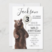 Black & White Wild Bear Birthday Invitation (Front)