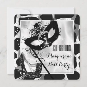 Black White Wild Masquerade Ball Party Invitation