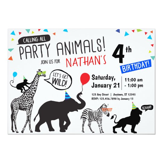 Wild Animal Birthday Party Invitations 4