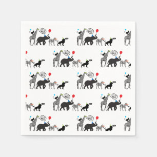 Black White Wild Party Animal Birthday Napkins