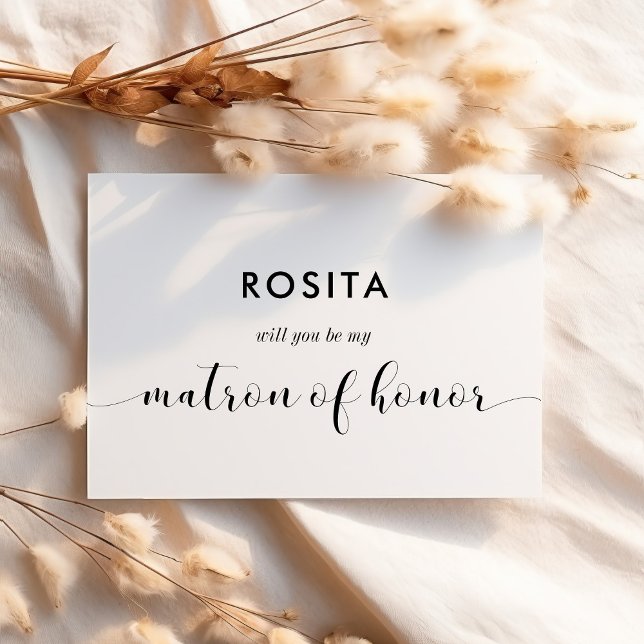 Black & white will you be my Matron of honor card (Creator Uploaded)