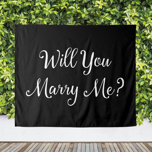 Black  White Will You Marry Me Proposal Backdrop 