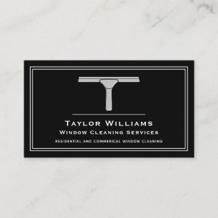 Black White Window Cleaner Cleaning Services Clean Business Card