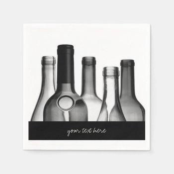 Black & White Wine Bottle Party Paper Napkin Set by EnduringMoments at Zazzle