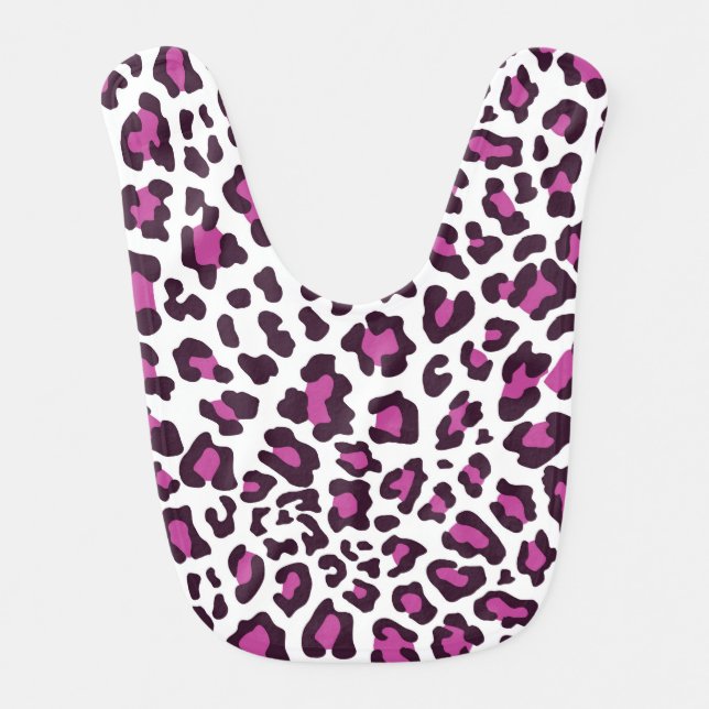Black, White, Wine Leopard Print Bib (Front)