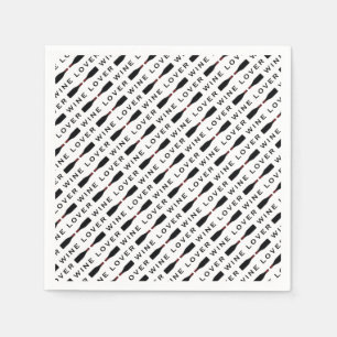 Black & White Wine Lover Typography Pattern Napkins