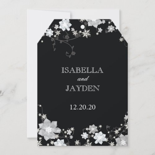 Black  White Winter Bling Wedding Invitation