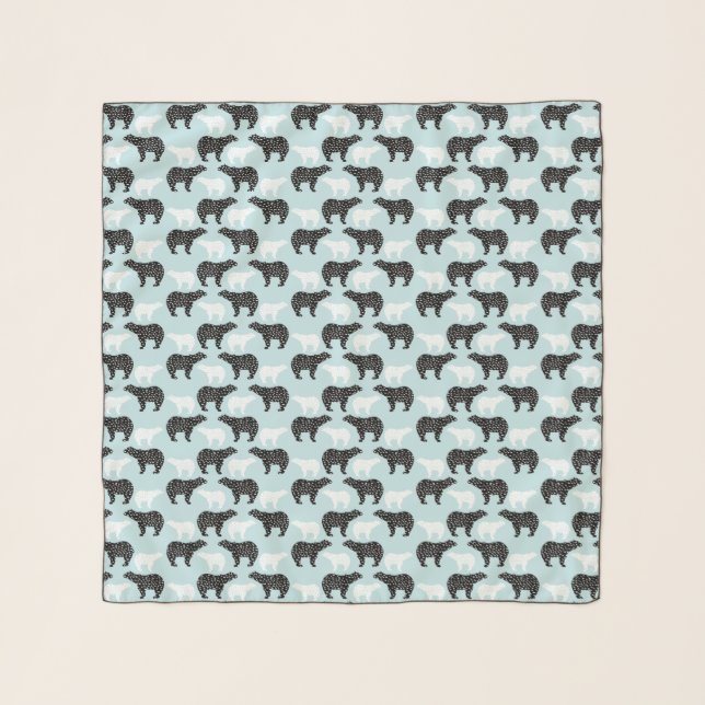 Black White Winter Forest Bear Scarf (Front)