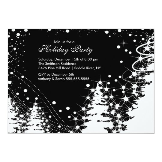Black And White Christmas Party Invitations 2