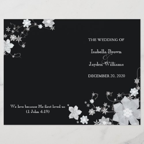 Black  White Winter Wedding Bi Fold Program