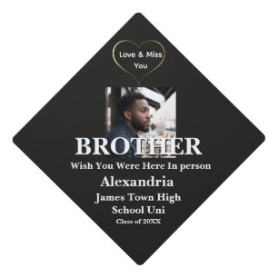 Black White Wish You Were Here Brother Graduation Cap Topper