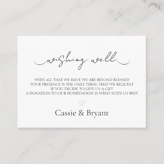 Black & White Wishing Well Wedding Enclosure Card (Front)
