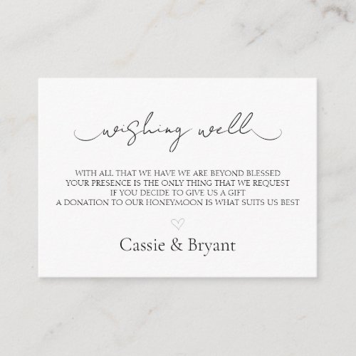 Black  White Wishing Well Wedding Enclosure Card