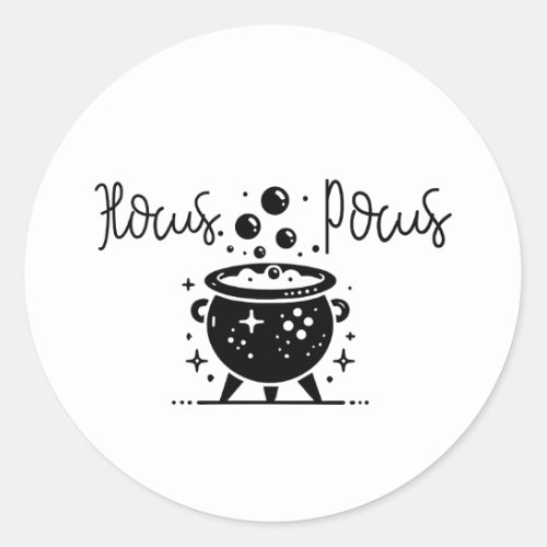 Black  White Witchy Cauldron Halloween Party Classic Round Sticker