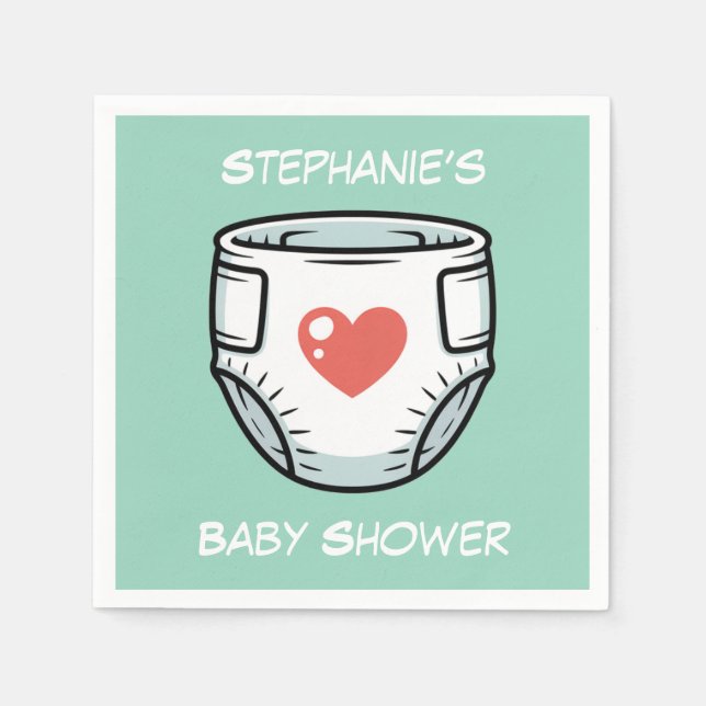 Black & White with a Red Heart Baby Diaper Napkins (Front)