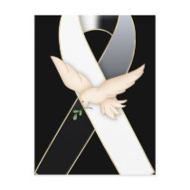 Black & White with Dove Ribbon Awareness Postcards