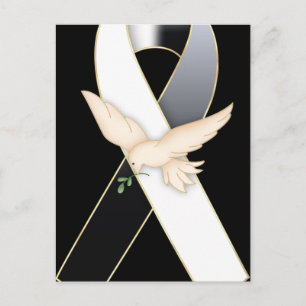 Black & White with Dove Ribbon Awareness Postcards