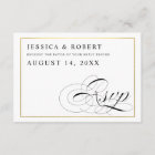 Black & White with Gold Wedding RSVP Card