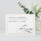 Black & White with Gold Wedding RSVP Card