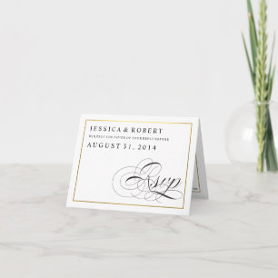 Black & White with Gold Wedding RSVP Card