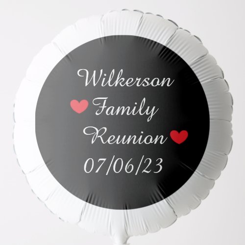 Black  White with Hearts  Family Reunion Balloon