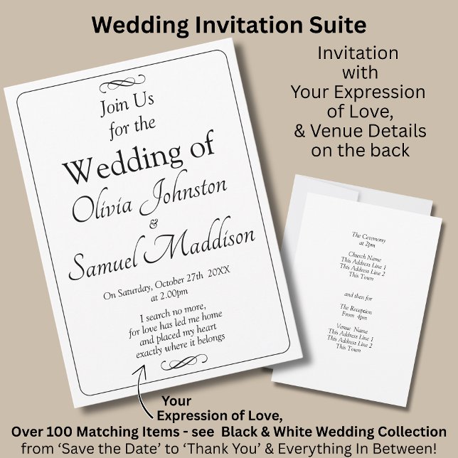 Black & White with Infinity Scroll Wedding Suite, Invitation (Creator Uploaded)