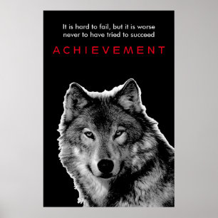 Black & White Wolf Achievement Poster