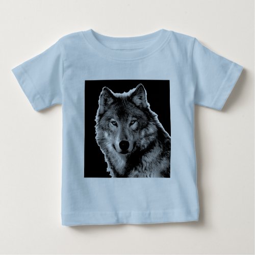 Black  White Wolf Artwork Baby T_Shirt