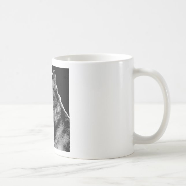 Black & White Wolf Artwork Coffee Mug (Right)