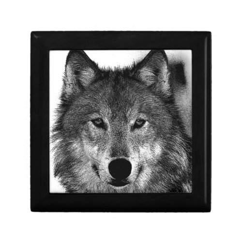 Black  White Wolf Artwork Gift Box