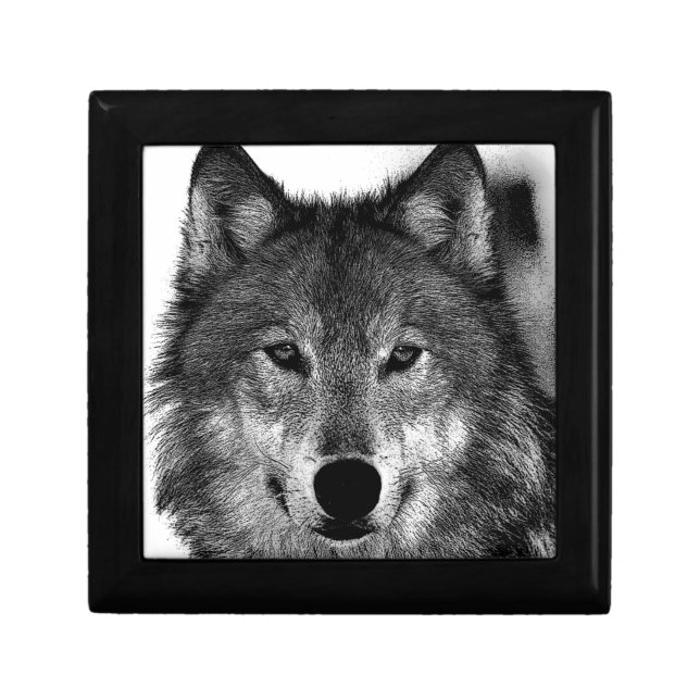 Black & White Wolf Artwork Gift Box (Front)