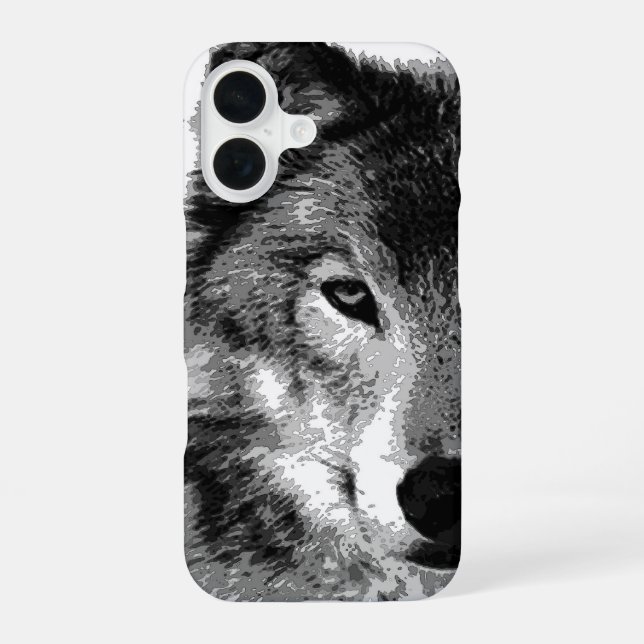 Black & White Wolf Artwork Iphone Case (Back)