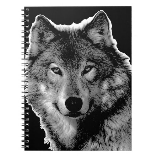Black  White Wolf Artwork Notebook